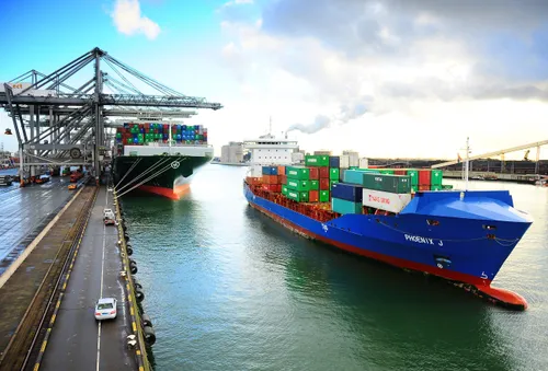 Photo: ship at one of the terminals of Port of Rotterdam