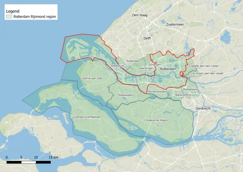 Map of Rotterdam and the greater region.