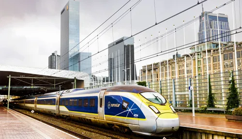 Photo of a Eurostar train at Rotterdam Centraal Station
