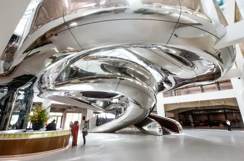 The tornado from the inside of Fenix, the new migration museum.