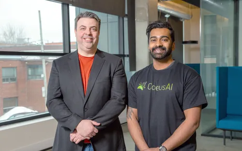 Vincent Marsland (l) and Jan Gunash of CoeusAI, the canadian climate tech company who recently setup; their European headquarters in Rotterdam, the Netherlands.