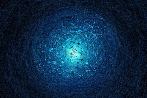 Arty image of a globe made up of digital connections