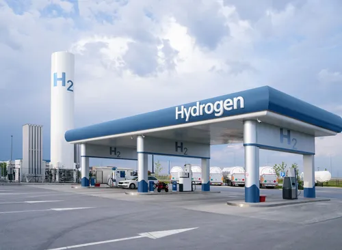 Image of vehicles at a hydrogen tanking station