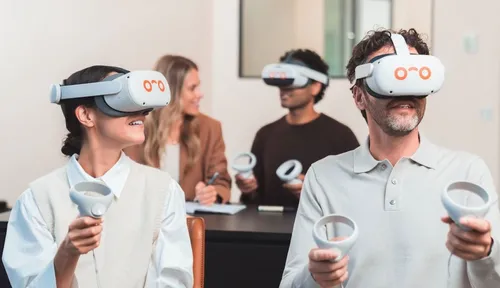 Photo of people using WarpVR technology in a training setting