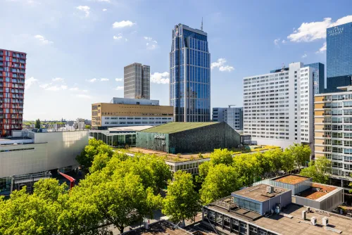Skyline of Rotterdam with a view of De Doelen and the Rotterdam Marriott Hotel