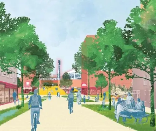 Studio render of the new Oostflank Stadionpark