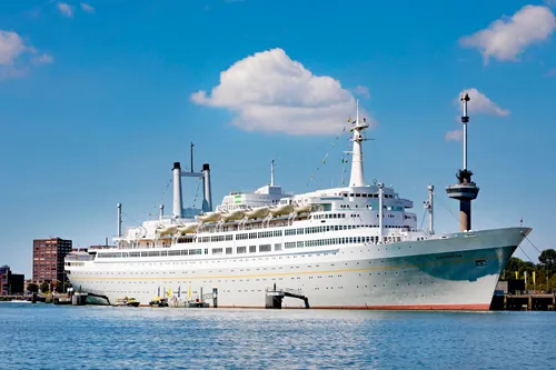 Photo of the ss Rotterdam, moored at Katendrecht Rotterdam