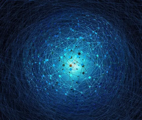 Computer rendered image of interconnected data