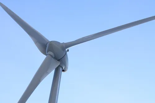 Photo of the blades of a modern wind turbine