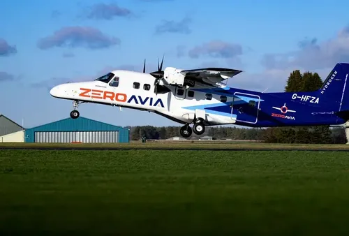 Photo of a ZeroAvia plane taking off at Rotterdam The Hague Airport